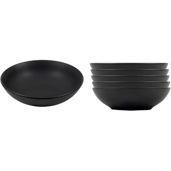 Фарфоровая тарелка 26,5 см черная - Набор из 6 шт. - Тарелка из фарфора плоская (Суповая тарелка / 20 см)