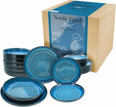 Набір тарілок на 6 персон, 18 предметів, синій Nordic Fjord Creatable