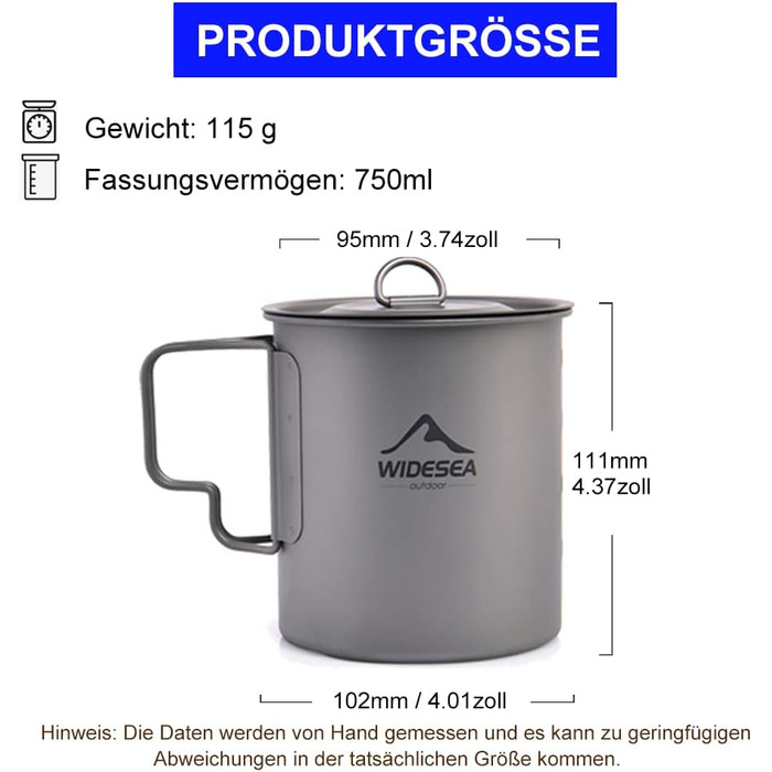 Чашка-термос для кемпінгу 750 мл widesea