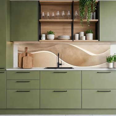 Кухонний фартух 60x80 см Самоклеючий захисний щиток для кухонної стіни Кухонний фартух Кухонні фасади Кухонні фартухи Кухонна стіна Вода - Пейзаж - (Бежевий - Природа, 80 x 300 см)