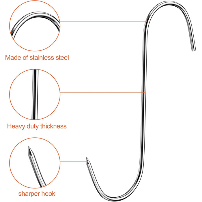 Набір з 20 м'ясних гачків для копчення 15 см Firschoie
