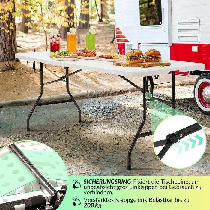 Розкладний стіл 180x74 см білий Velway