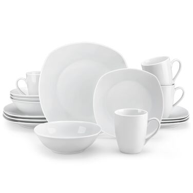 Серія Elisa, 12-предметний кремовий порцеляновий кавовий набір, кавові чашки та блюдця на 6 осіб для кави, чаю, десертів (білий, набір столового посуду (16 предметів))