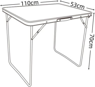 Раскладной стол для кемпинга 110 х 53 х 70 см VCM