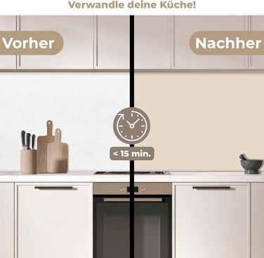 Кухонний фартух 60x250 см, самоклеючий фартух, кухонний фартух, кухонний фасад, самоклеючі кухонні фартухи - Осінь (Бежевий - Однотонний, 80 x 200 см)