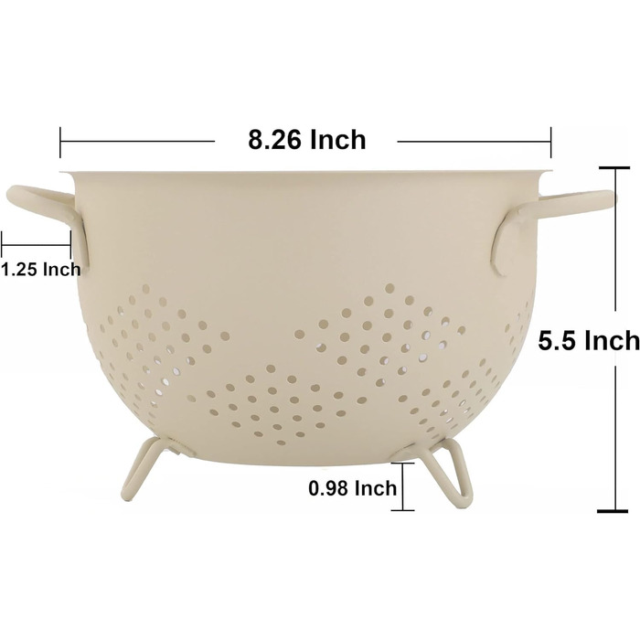 Металеве сито для пасти з подвійними ручками 21 см пісочно-жовте beifeier