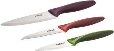 Набір ножів Zyliss E72404 3 предмети, 9 см / 10 см / 14 см, зелений / червоний / фіолетовий, набір кухонних ножів Канцелярський ніж / ніж для чищення овочів / ніж для чищення овочів / ніж для чищення овочів, 5 років гарантії Набір з 3 ножів