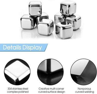 Набір металевих охолоджувальних каменів для віскі з нержавіючої сталі Ulalaza