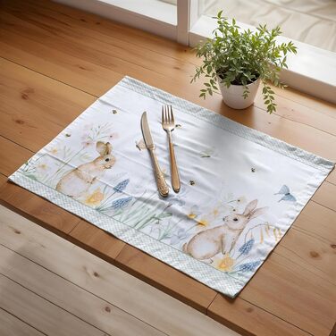 Серветки Maison d&39Hermine зі 100 бавовни, набір з 4 шт. , декоративні серветки, пасхальні серветки, що можна прати, для свят, вечерь, весни, літа (33 см x 48 см) (010 - Великодня роса)