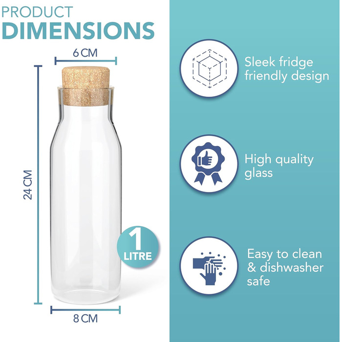 Стеклянная бутылка-графин 1 л HEFTMAN