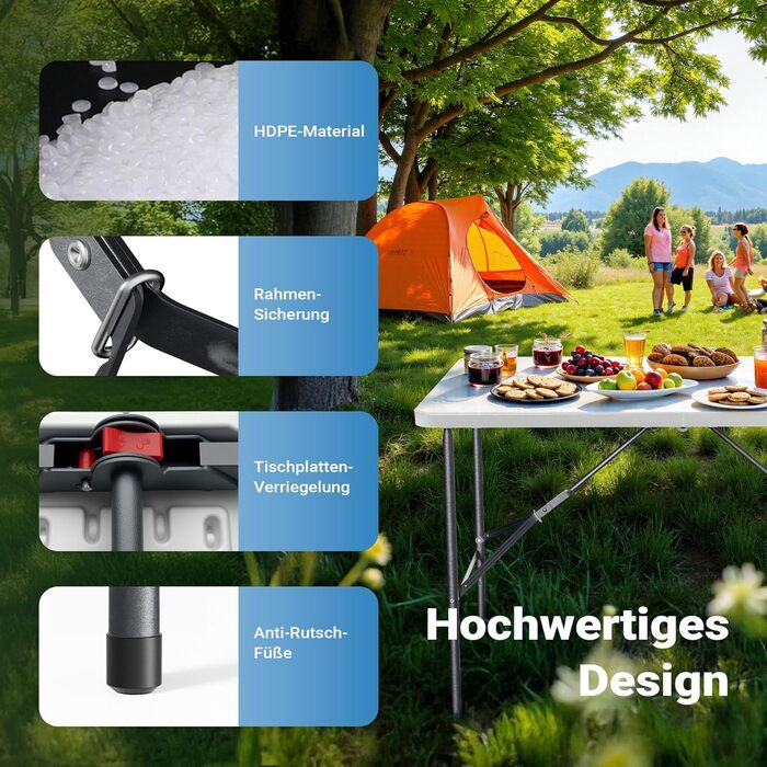 Складной кемпинговый стол 122 х 60 х 75 см Wiltec