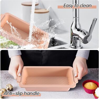 Силиконовая форма для выпечки хлеба, 28x12x6,5 см, розовая Techchii