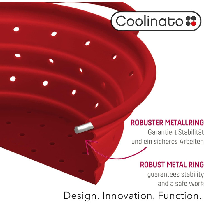 Складаний силіконовий друшляк 24 см червоний Coolinato