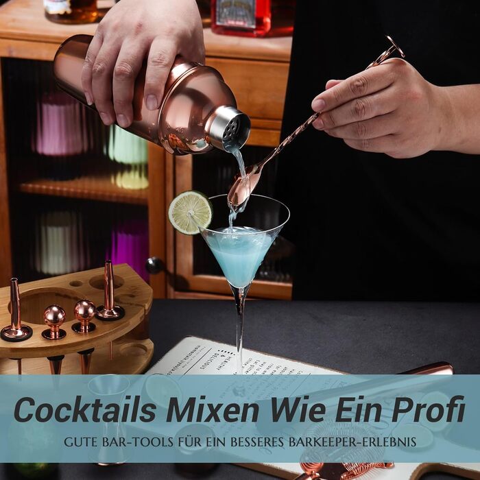 Набір для коктейлів 12 предметів рожеве золото Lebarstor