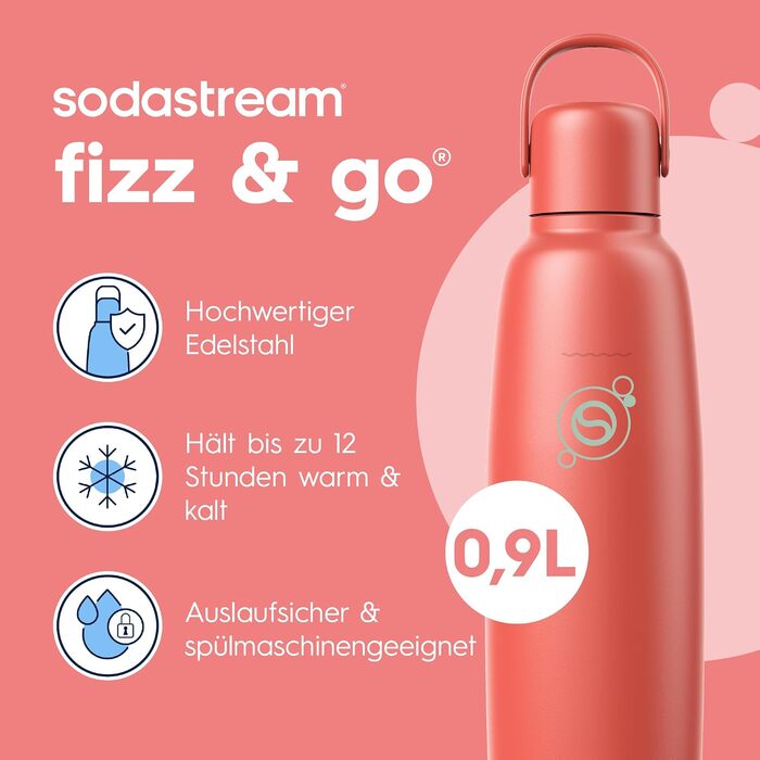 Бутылка для газированной воды 0,9 л, оранжевая Fizz & Go SodaStream
