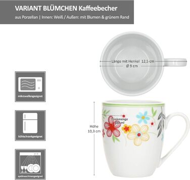 Набір із 6 тарілок для торта MamboCat Variant Floral Барвисті порцелянові тарілки для сніданку на 6 осіб Барвисті маленькі тарілки для салату, десерту та інших страв на сніданок, обід, каву та вечерю (кавові кружки)