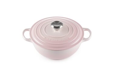 Чавунна каструля Le Creuset Signature, 24 см, 4,1 л, для всіх типів плит та індукції (Shell Pink)