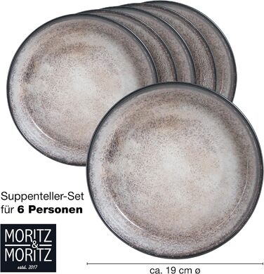 Набір посуду Moritz & Moritz VIDA з 18 предметів 6 осіб Елегантний набір тарілок з високоякісної порцеляни посуд, що складається з 6 обідніх тарілок, 6 десертних тарілок, 6 тарілок для супу (6 тарілок для супу)