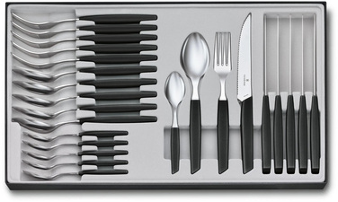 Набір кухонний Victorinox Swiss Modern Table Set 24шт з черн. ручкою (6 ножів steak,6 віделок,6 ложек,6 ложек)