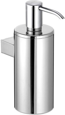 Дозатор лосьйону KEUCO металевий хромований, багаторазовий вміст приблизно 250 мл, дозатор мила для ванної кімнати та гостьового туалету, настінне кріплення, запасний насос в комплекті, план