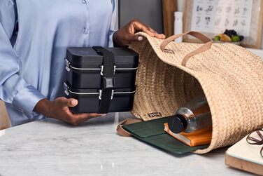 Ланч-бокс ZWILLING FRESH & SAVE з собою, включаючи столові прибори з нержавіючої сталі, ударостійкий, з функцією вакуумування, чорний