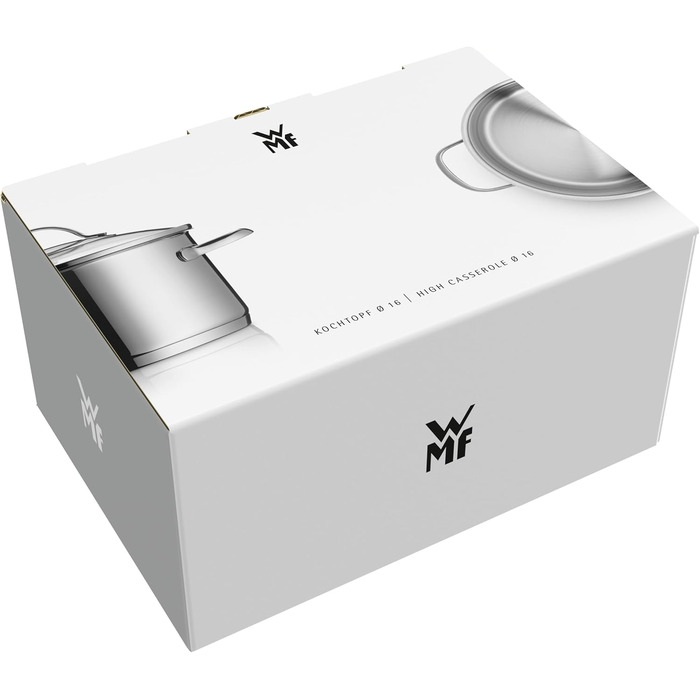 Набір індукційних каструль WMF Aparto Advantage Pot Set зі скляною кришкою, полірована нержавіюча сталь Cromargan, без покриття, можна мити в посудомийній машині (набір каструль) (16 см)