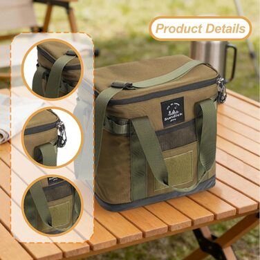 Ізольована сумка, універсальна, портативна, утеплена термосумка для дорослих, ідеально підходить для кемпінгу, офісу, риболовлі, походів та пікніків, зелена