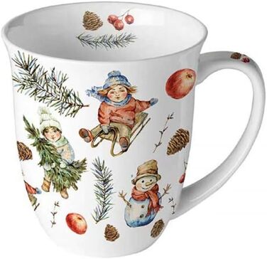 Чашка для кави, чашка для чаю, кухоль 0,4 л, чашка з тонкого кістяного фарфору, різдвяний Різдвяний Адвент (веселощі на свіжому повітрі)