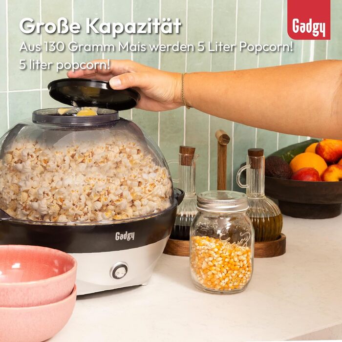 Машина для попкорну 5 л, 800 Вт чорно-біла Gadgy