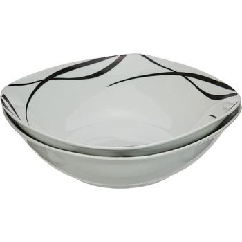 Набор тарелок из фарфора на 6 персон из 12 предметов, классический сервиз, неподвластный времени, элегантный, черно-белый (набор мисок из 2 шт.), 920673 series Oslo