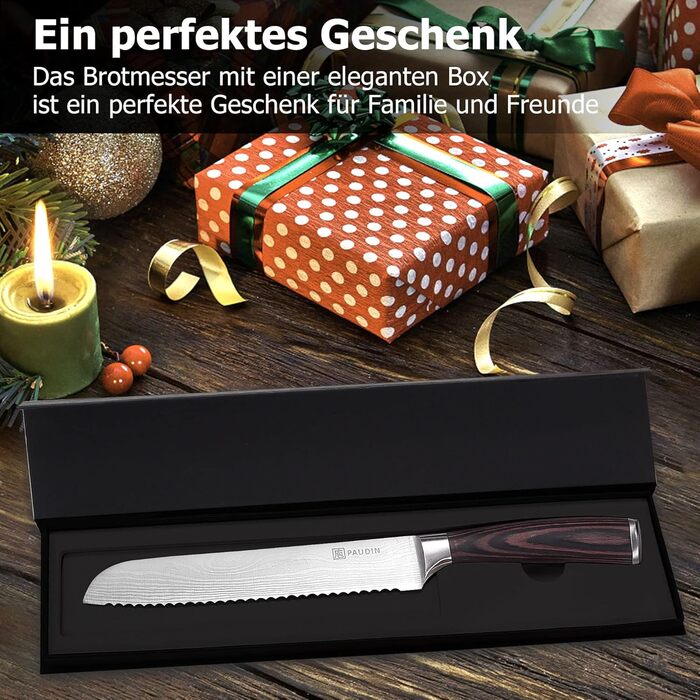Профессиональный нож для хлеба с серейторной заточкой 20 см PAUDIN