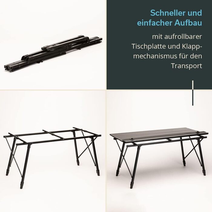 Складной кемпинговый стол 120 x 70 см черный Skandika