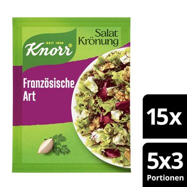 Заправка для салату Knorr у французькому стилі для смачної заправки для салату з натуральними інгредієнтами* 15 x 5 x 90 мл 8 г (75 упаковок)