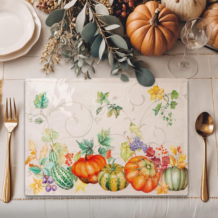 Бавовняні килимки для серветок, набір з 4 шт. , декоративні килимки для серветок, пасхальні килимки, що миються, для свят, вечерь, весни, літа (33 см x 48 см) (17 - Lumina), 39Hermine 100