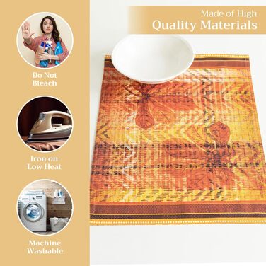 Бавовняні килимки для серветок, набір з 4 шт. , декоративні килимки для серветок, пасхальні килимки, що миються, для свят, вечерь, весни, літа (33 см x 48 см) (11 - тартан на День подяки), 39Hermine 100